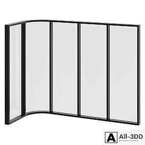 Aluminum profile glazing with radius element 3