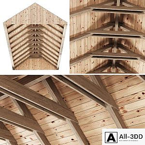 Wooden Ceiling V11 / Wooden Ceiling with Beams
