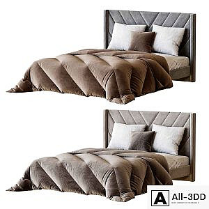 Easyfashion Modern Upholstered Platform Queen Bed with Slat Support Light Gray