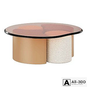 Set of a coffee table and two poufs Poglio