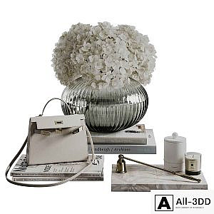 Decorative set 4 Hydrangeas