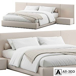 Contemporary Upholstered Headboard Bed