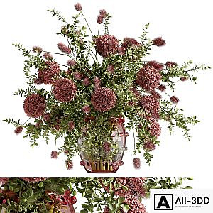 bouquet of balls and fruits in a glass vase 11
