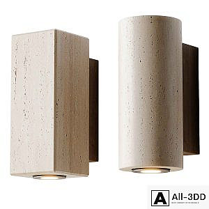 Wabi sabi led wall light in travertine marble decor