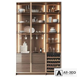 Glass cabinet with wine cooler 2