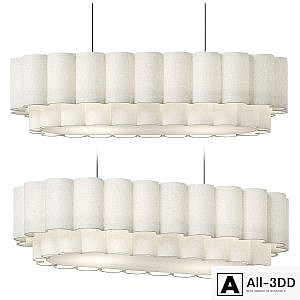 Folia - oval scalloped natural linen pendant