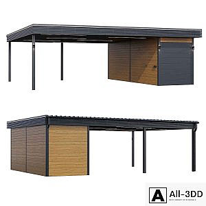 Carport with utility block