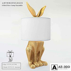 Gilded Hare Lamp Ensemble